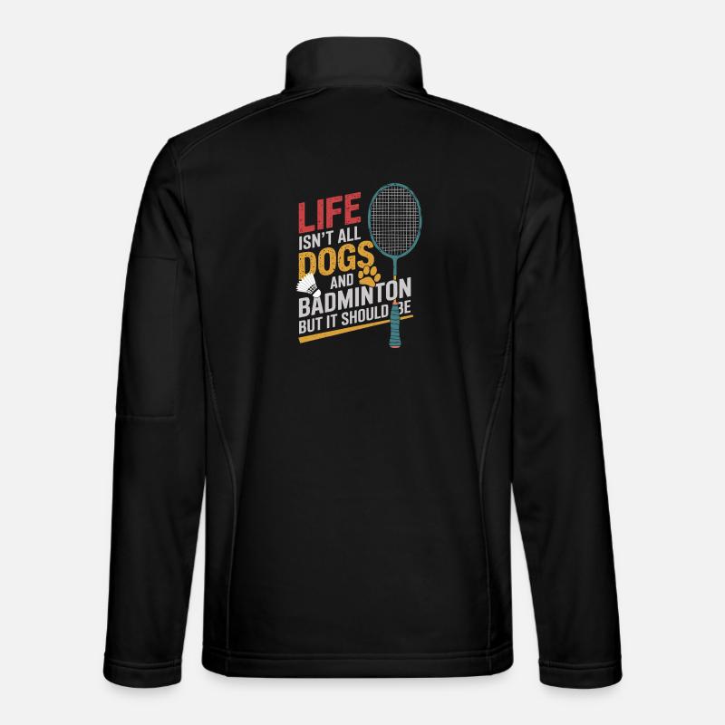 Hund und Badminton - Unisex Softshelljacke - Schwarz
