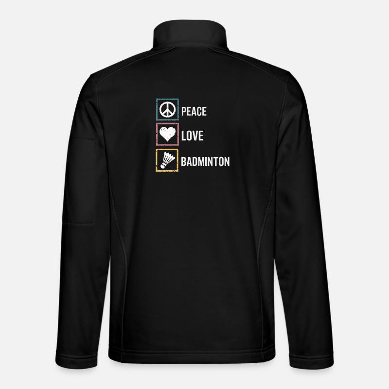 Badminton with Peace Love lettering - Unisex Softshell Jacket - black