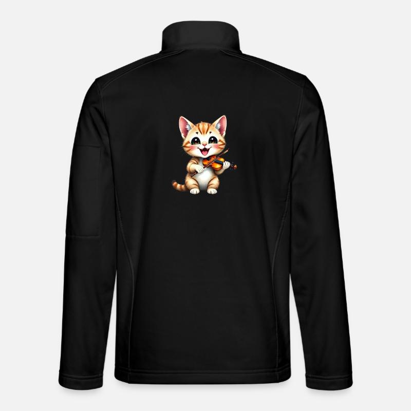Kitten plays violin - Unisex Softshell Jacket - black