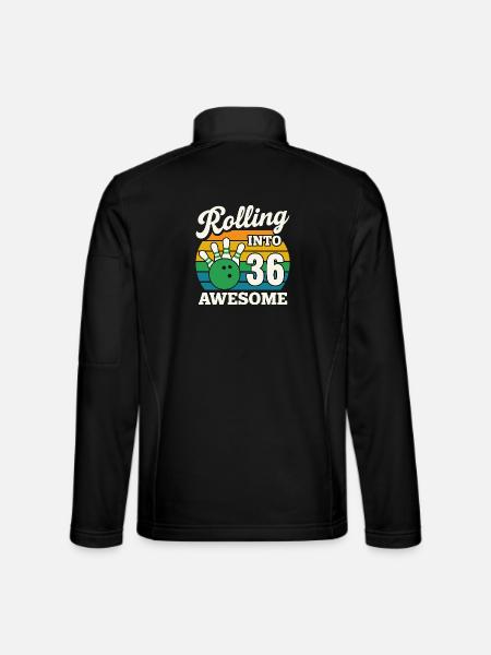 Retro Bowling 36th Birthday Graphic - Unisex Softshell Jacket - black