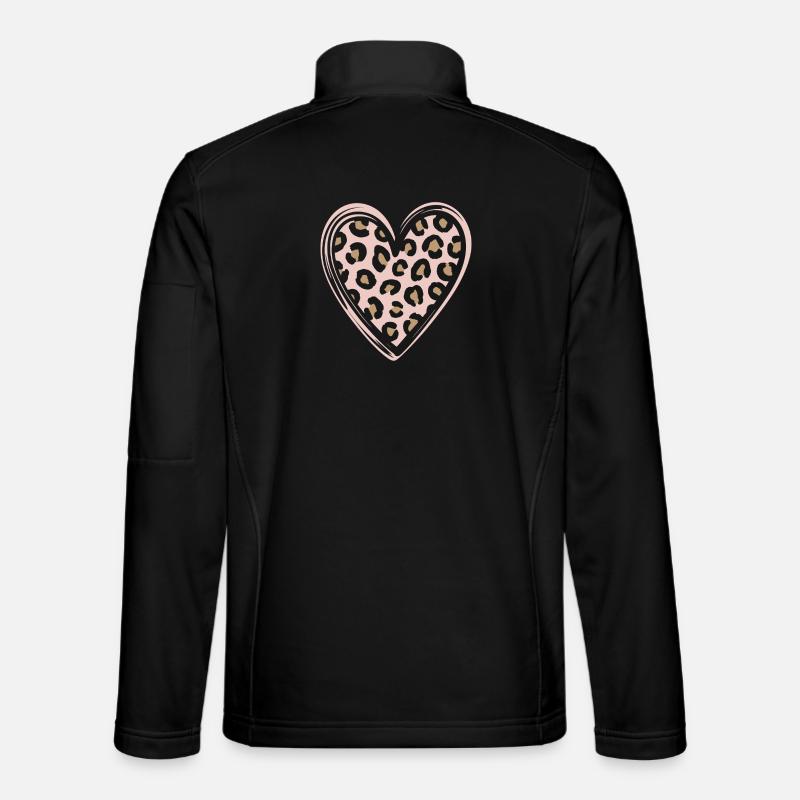 Leopard Muster Herz Design - Unisex Softshelljacke - Schwarz
