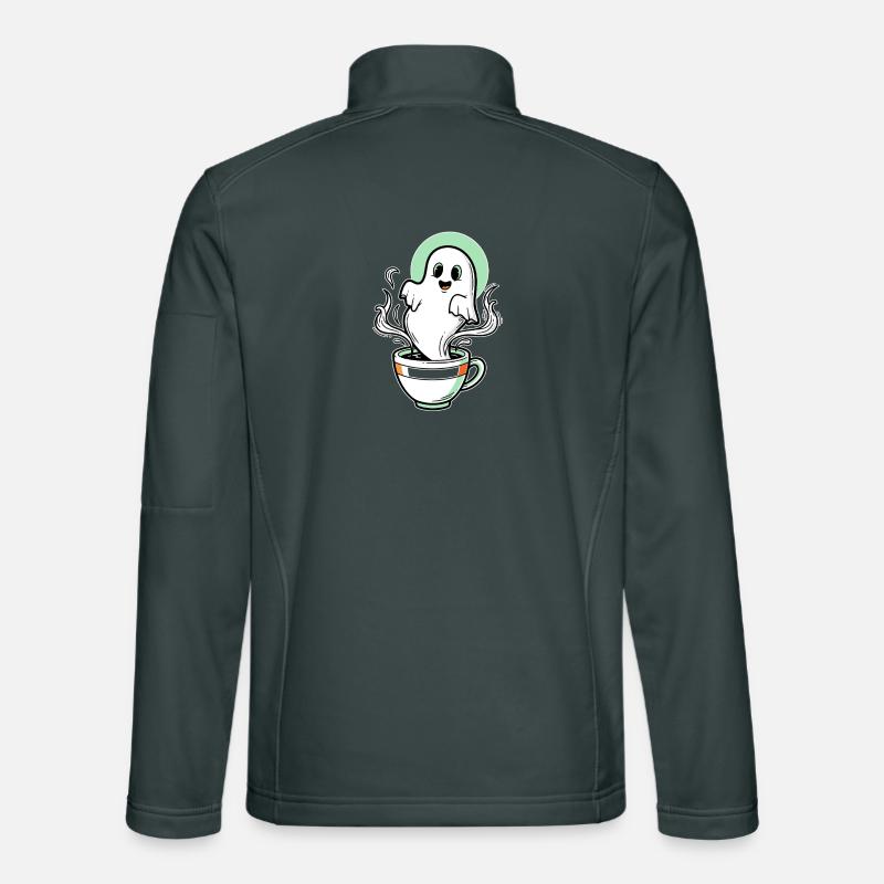 Funny Ghost Coffee Cup Design Unisex Softshell Jacket