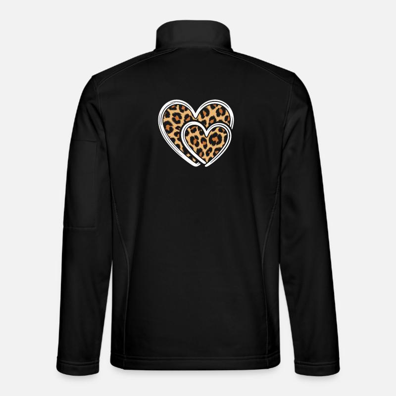 Heart with leopard print - Unisex Softshell Jacket - black