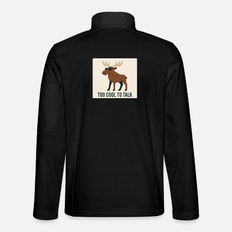 Cooler Elch mit Sonnenbrille und Text - Unisex Softshelljacke - Schwarz