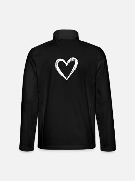 Hand-drawn heart in black and white - Unisex Softshell Jacket - black - Back