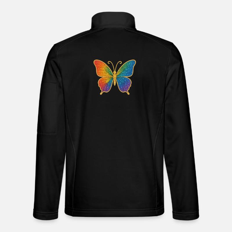Glittering rainbow butterfly - Unisex Softshell Jacket - black