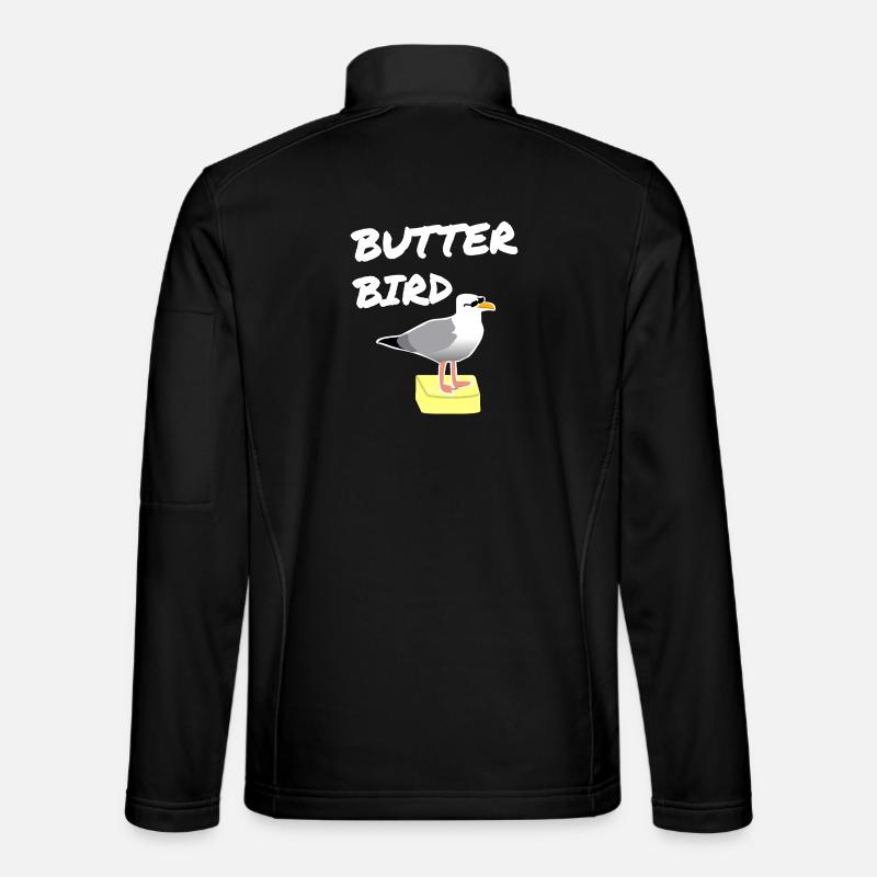 Butter Bird Seagulls Print - Unisex Softshell Jacket - black