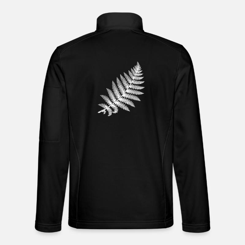 Farnblatt in weißer Silhouette - Unisex Softshelljacke - Schwarz