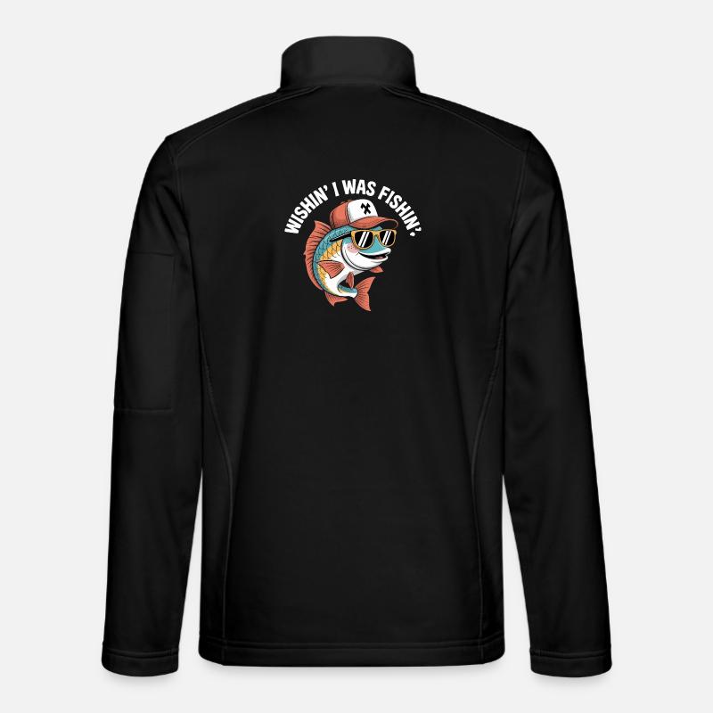 Fisch mit Sonnenbrille und Cap - Unisex Softshelljacke - Schwarz