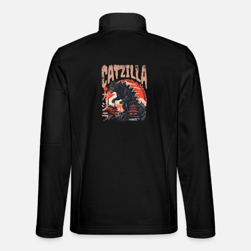 Japanische Kaiju Katze  - Unisex Softshelljacke - Schwarz