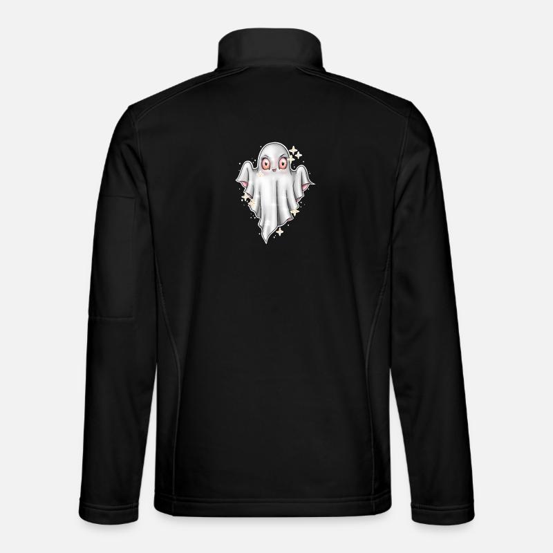 Cute Glowing Ghost Illustration - Unisex Softshell Jacket - black