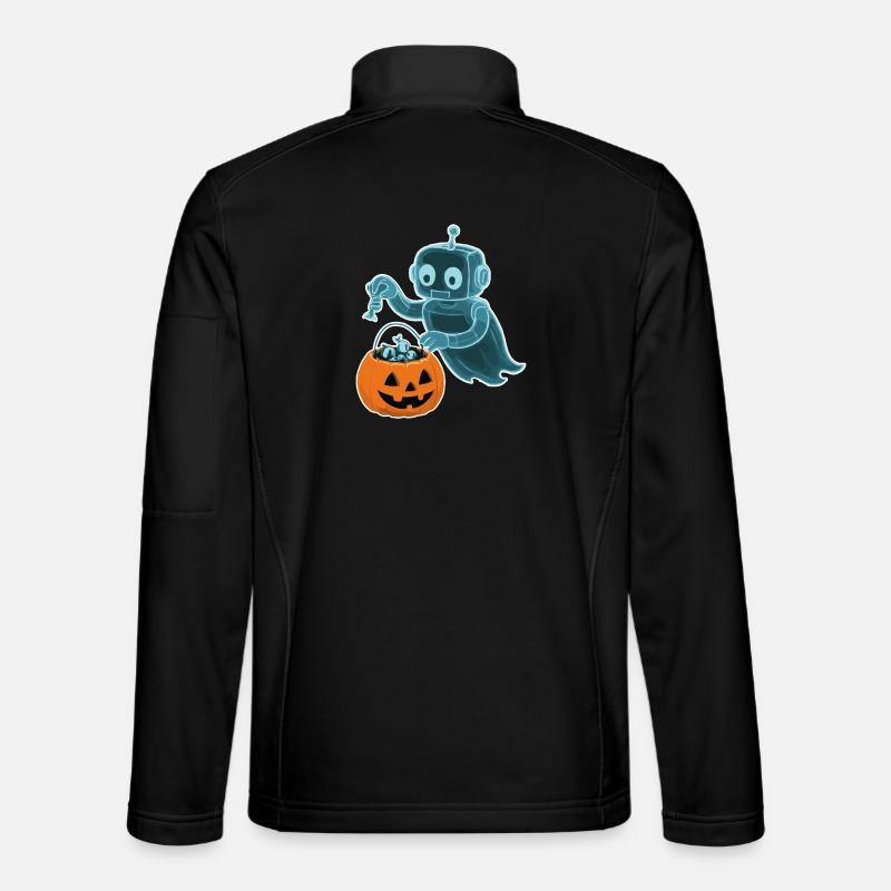 Gespenstischer Minibot mit Kürbiskorb - Unisex Softshelljacke - Schwarz