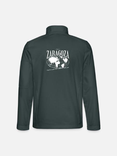 Retro world map with Zaragoza lettering - Unisex Softshell Jacket - mouse grey - Back