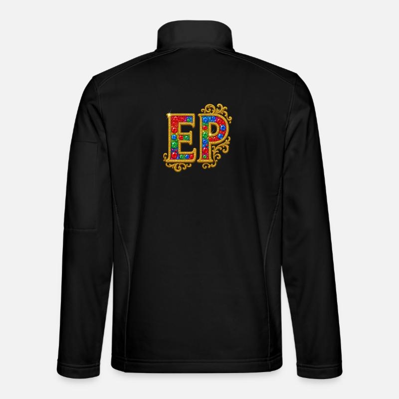 Glittering letter E with gold frame Unisex Softshell Jacket