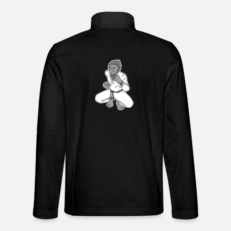 Starker Affe beim Karate - Unisex Softshelljacke - Schwarz
