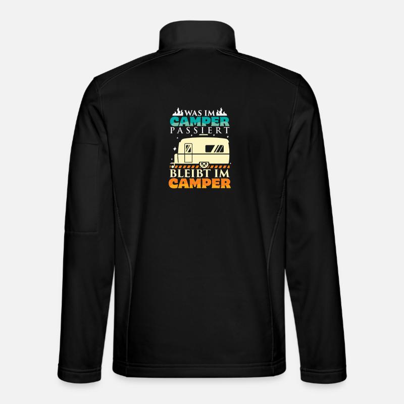 Camper Camping Wohnwagen Spruch - Unisex Softshelljacke - Schwarz