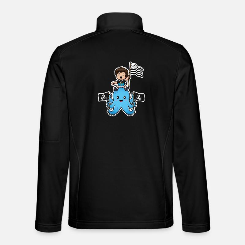 Bretagne Breizh – Breton Child Octopus Gwenn ha Du - Unisex Softshell Jacket - black