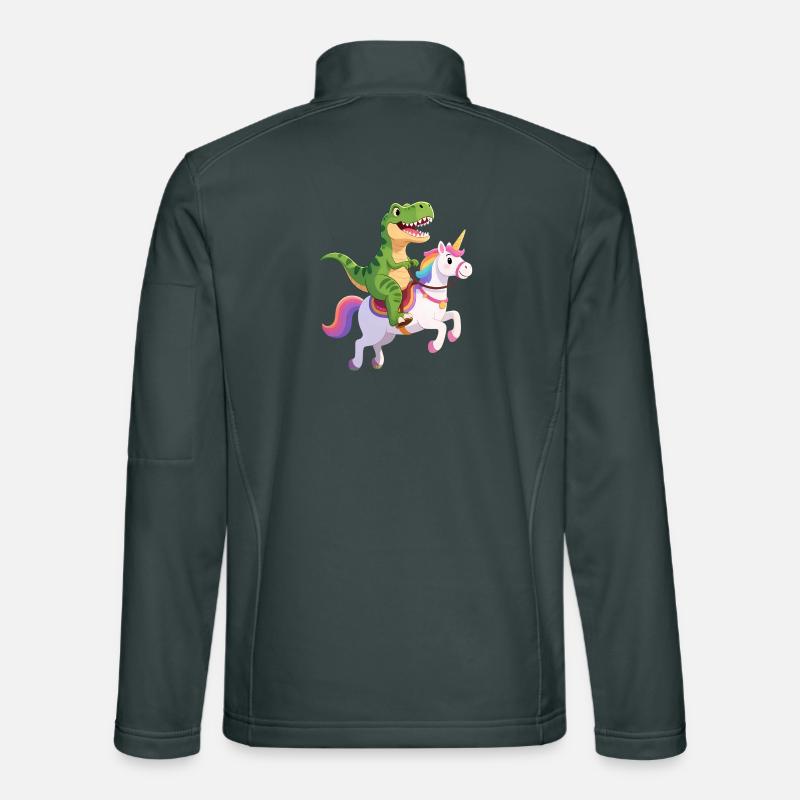 T-Rex auf Einhorn – Fantasy Clash Unisex Softshelljacke
