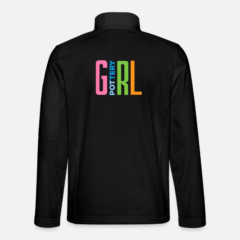 Ceramic Fan Pottery Girl Statement - Unisex Softshell Jacket - black