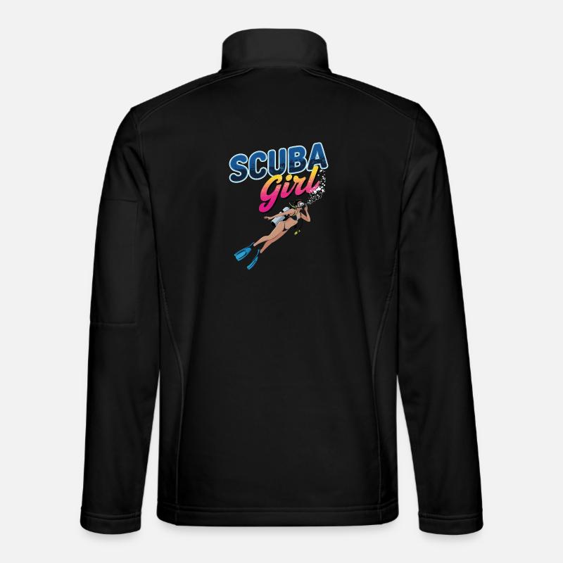 Scuba Girl Diving Design - Unisex Softshell Jacket - black