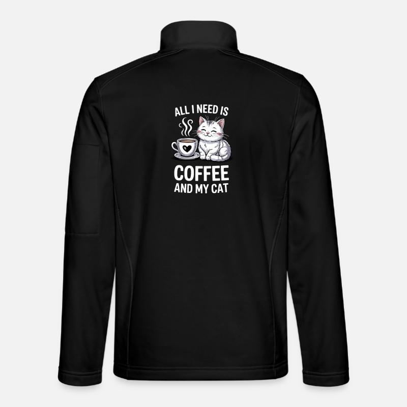 Coffee And Cat Quote Design - Unisex Softshell Jacket - black