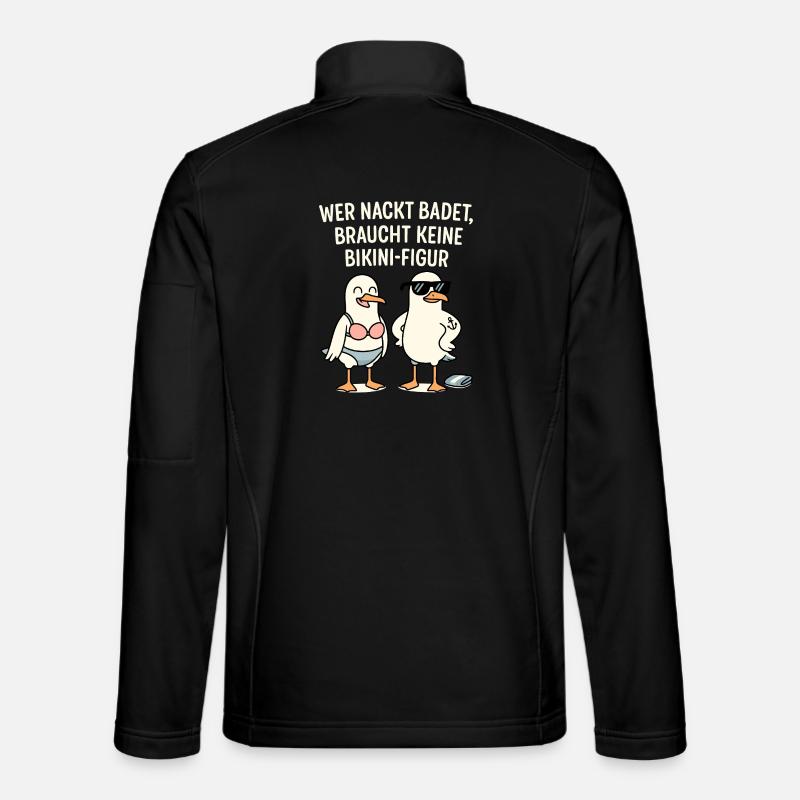 Nackt badet Bikini-Figur Spruch - Unisex Softshelljacke - Schwarz
