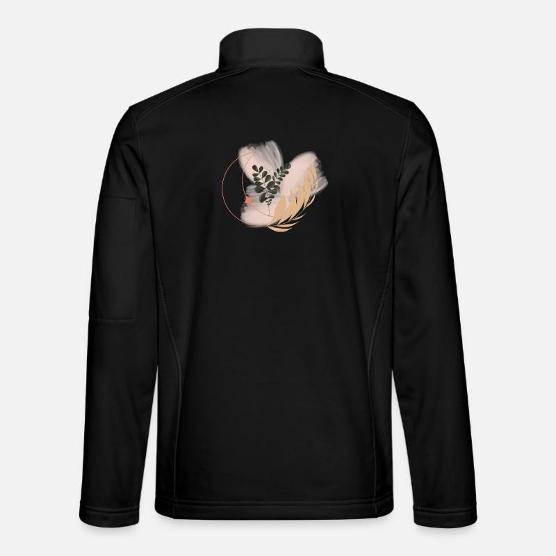 Pastellflora Kreis-Blätter - Unisex Softshelljacke - Schwarz