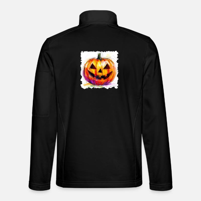 Bunter Kürbis Jack-O-Lantern - Unisex Softshelljacke - Schwarz