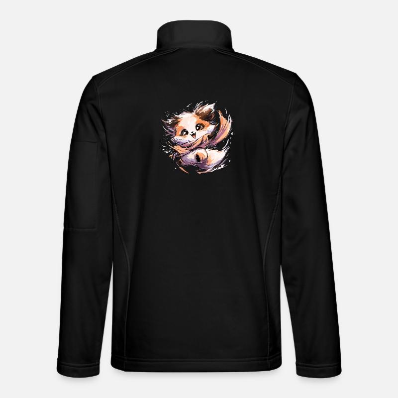 Fuchs mit Schal | Tanzender Fuchs - Unisex Softshelljacke - Schwarz