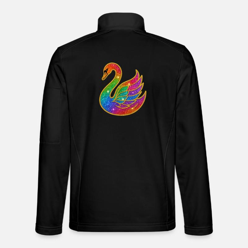 Regenbogen Glitzer Schwan Mutter - Unisex Softshelljacke - Schwarz