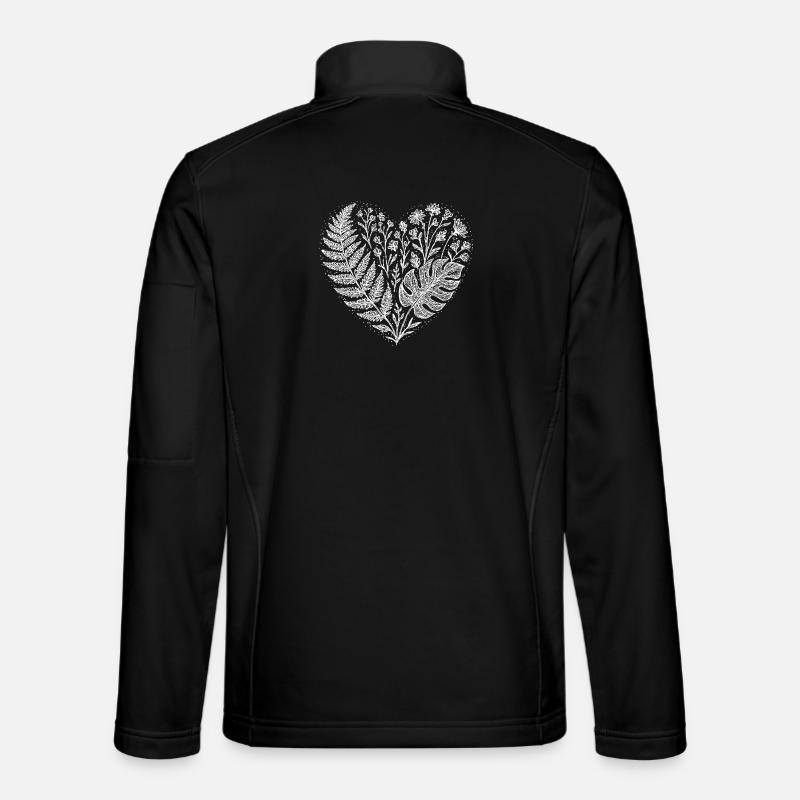 Herz aus tropischem Laub - Unisex Softshelljacke - Schwarz