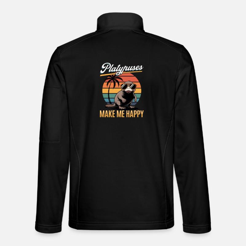 Funny aesthetic Kawaii Platypus - Unisex Softshell Jacket - black