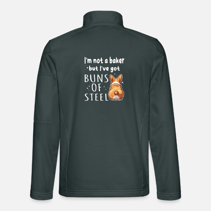 Petits pains d’acier Corgi Jeu de mots Veste en tissu softshell Unisexe