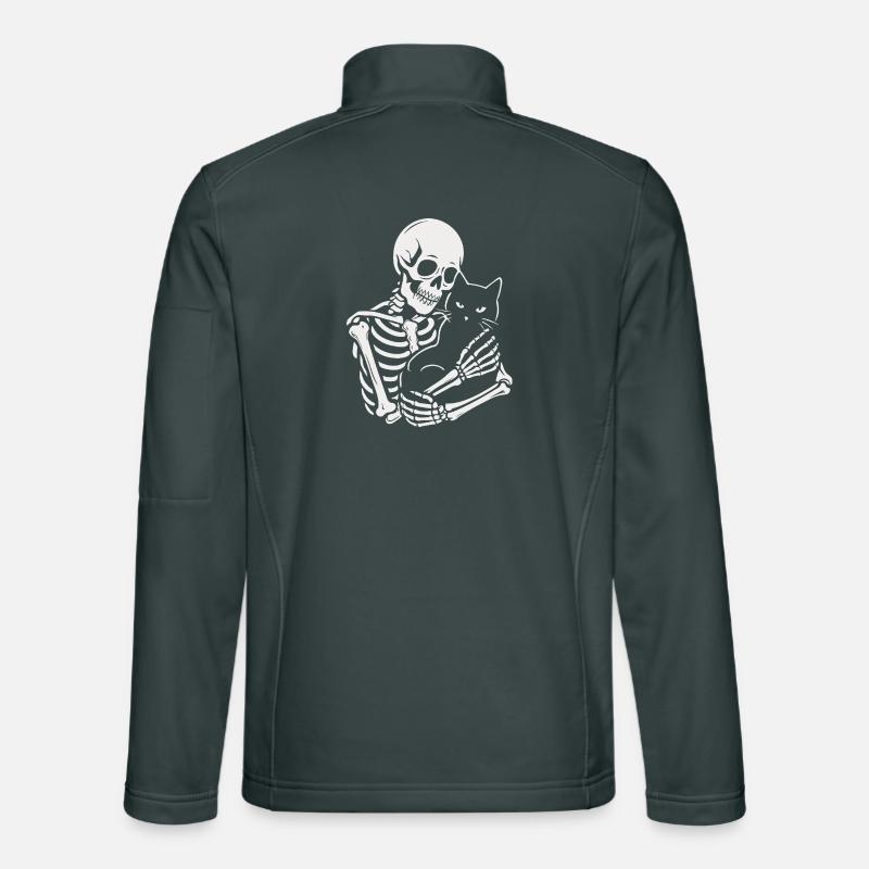 Skeleton stroking black cat Unisex Softshell Jacket