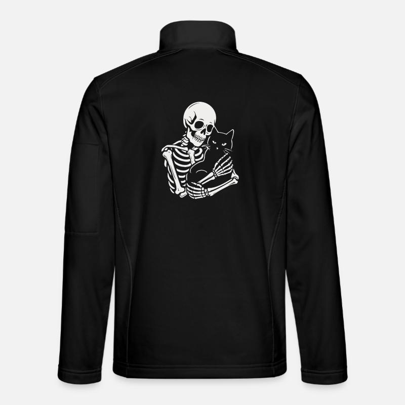 Skeleton stroking black cat - Unisex Softshell Jacket - black