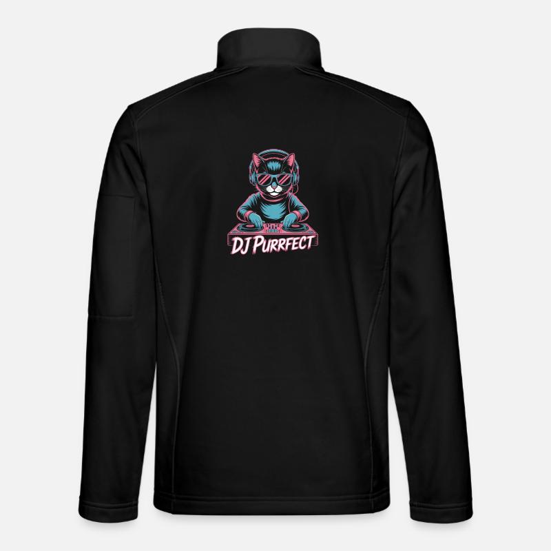 DJ Purrfect Katze Mit Kopfhörern Am Pult - Unisex Softshelljacke - Schwarz