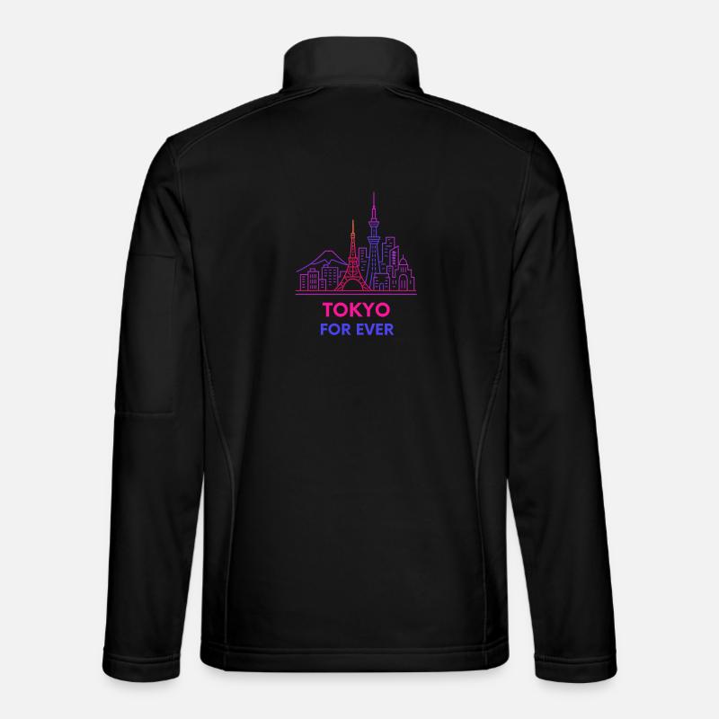 Neon Skyline Paris à Tokyo Design Silhouette Veste en tissu softshell Unisexe
