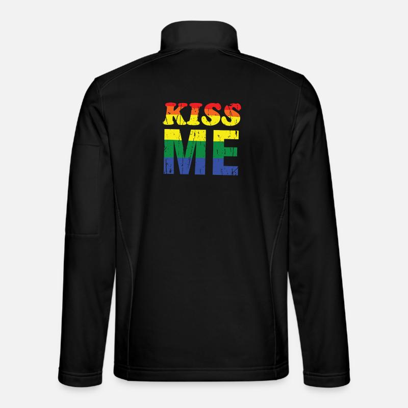 Kiss Me Rainbow Retro Font - Unisex Softshell Jacket - black