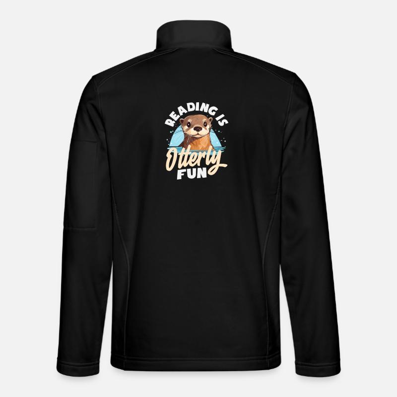 Seeotter Cartoon Lesen - Unisex Softshelljacke - Schwarz