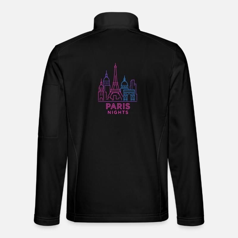 Neon Paris Nächte Skyline Silhouette  - Unisex Softshelljacke - Schwarz