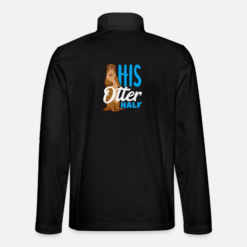 Sea Otter Cartoon His Otter Half - Unisex Softshell Jacket - black