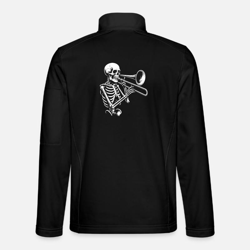 Skeleton Trumpet Jazz Silhouette - Unisex Softshell Jacket - black