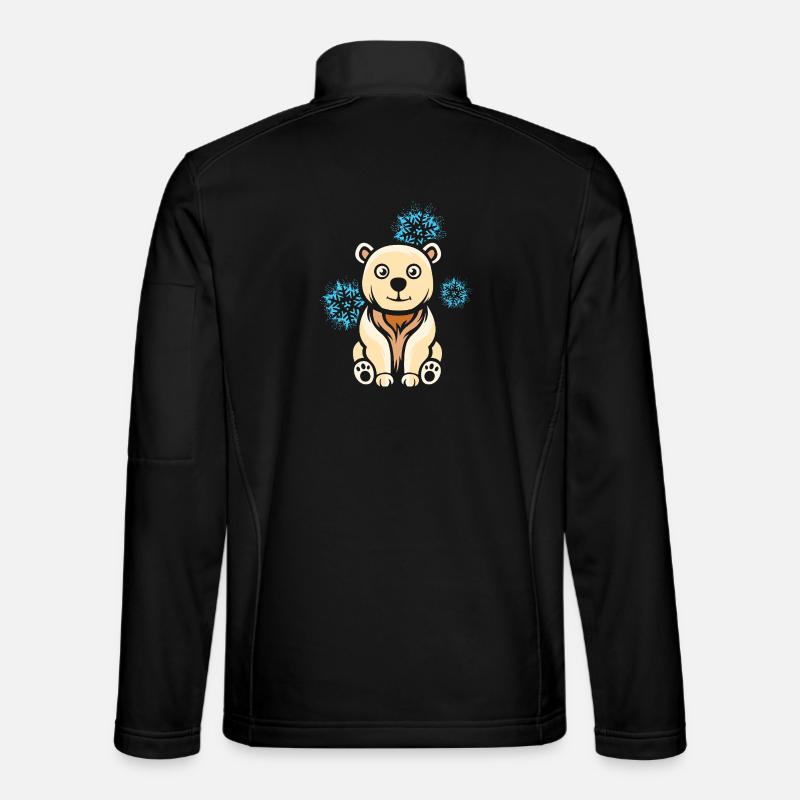 Cartoon Eisbär mit Schneeflocken Unisex Softshelljacke