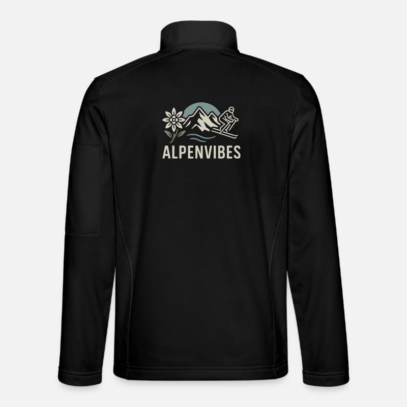 AlpenVibes Berglandschaft Skifahrer - Unisex Softshelljacke - Schwarz
