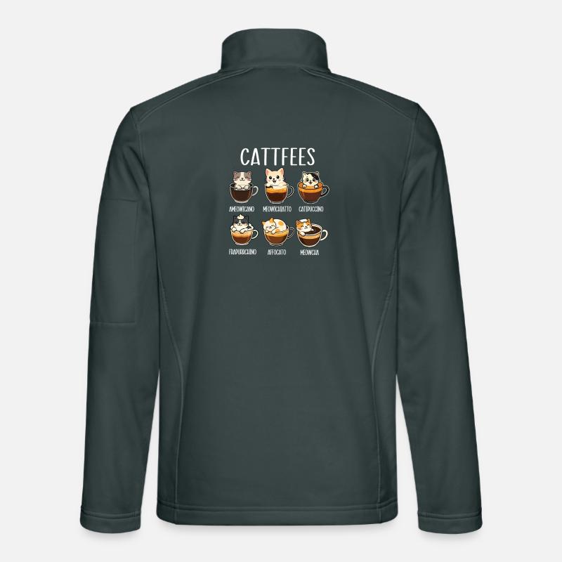 Cattfees Café Jeu de mots Chat Amoureux Humour Veste en tissu softshell Unisexe