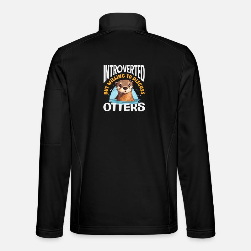 Introvert Discussing Sea Otter Cartoon - Unisex Softshell Jacket - black