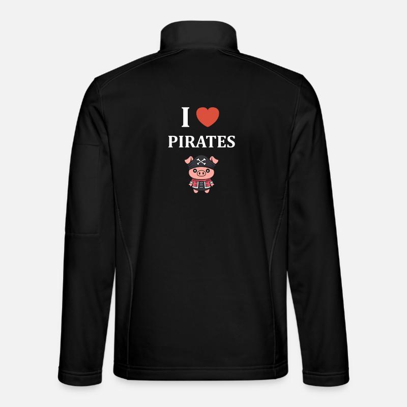 I love pig pirates - Unisex Softshell Jacket - black