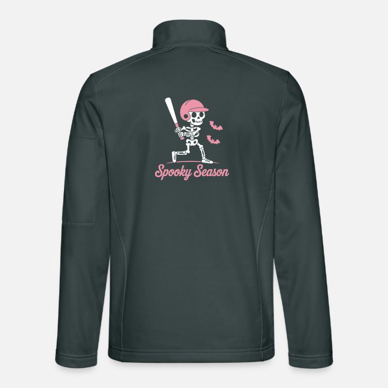 Spooky Skeleton Baseball en rose Veste en tissu softshell Unisexe