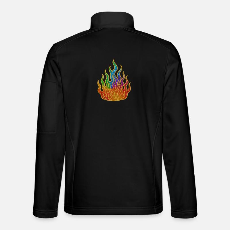 Rainbow Fire Glitter Flame - Unisex Softshell Jacket - black