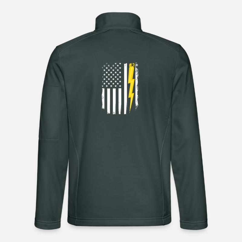 US Flag Flash Patriotic Electrical Engineer Unisex Softshell Jacket